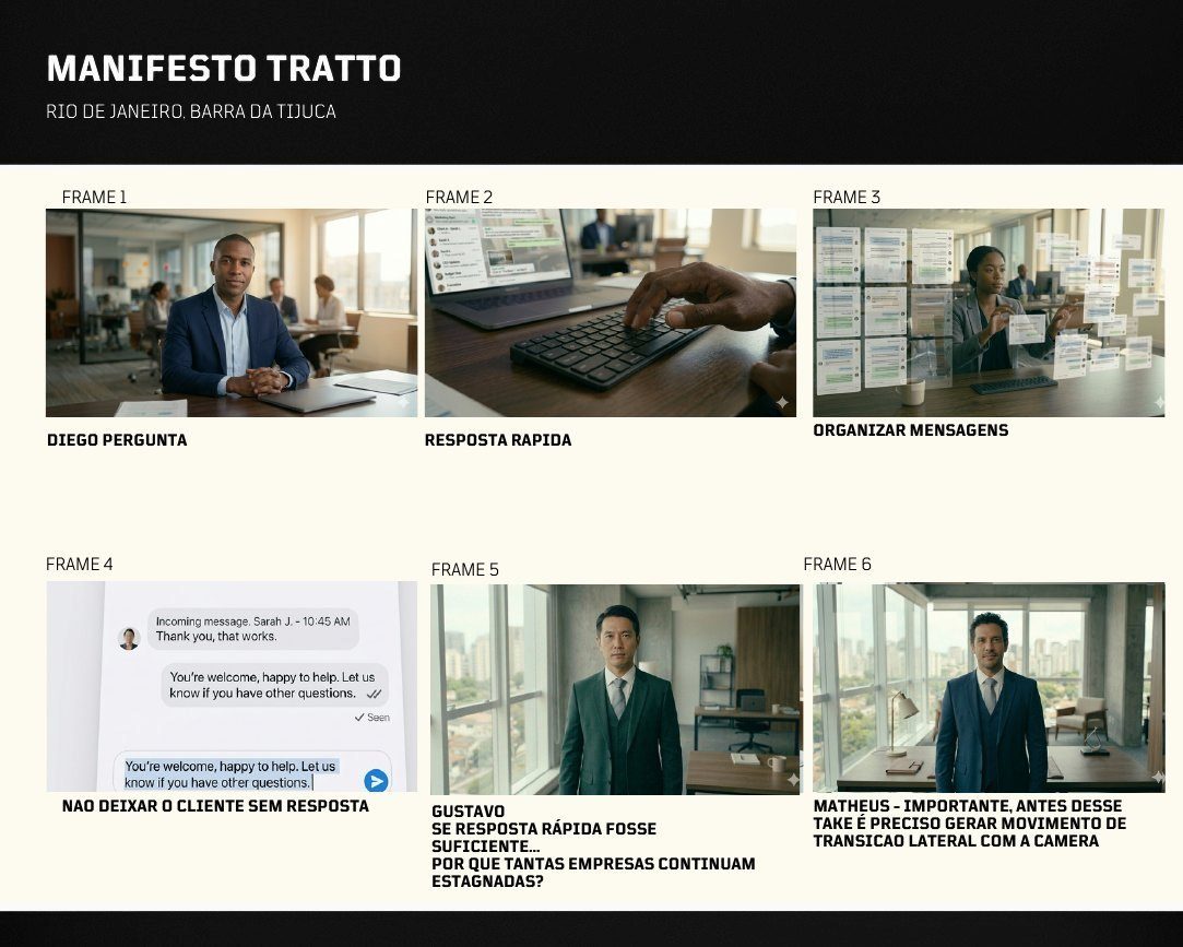 Storyboard do manifesto Tratto, frames 1 a 6